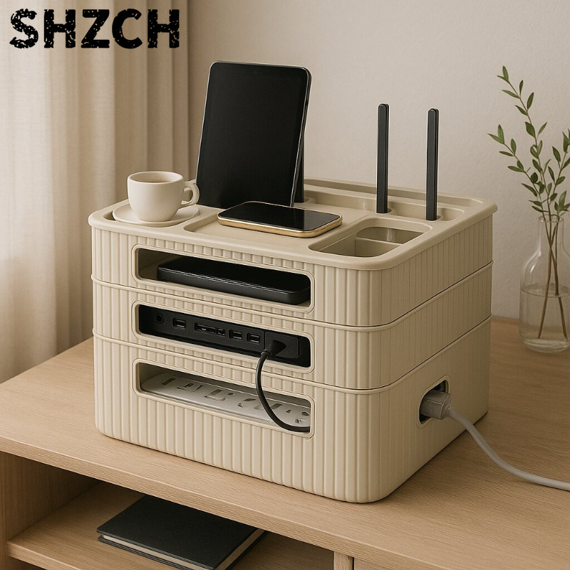 Home Office Box - กล่องเก็บเราเตอร์ WiFi กล่องเก็บกล่องรับสัญญาณทีวี โฮมออฟฟิศ ห้องนั่งเล่น ที่เก็บสายเคเบิล