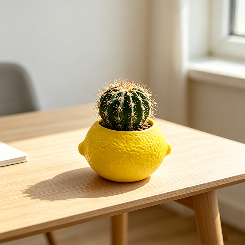 Plant Desk Mini - กระถางต้นไม้รูปทรงมะนาวสำหรับตกแต่ง ใช้ปลูกแคคตัส ไม้อวบน้ำ ตกแต่งสวนบนโต๊ะทำงาน