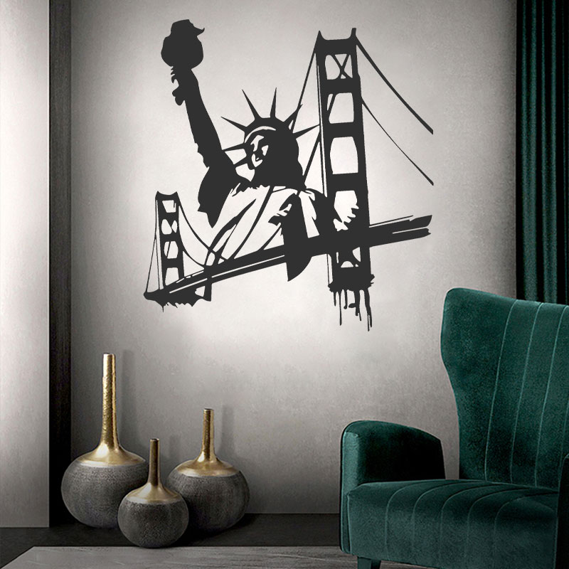 Home Office York - New York City ที่มีชื่อเสียงป้าย Liberty สติ๊กเกอร์ติดผนังไวนิล