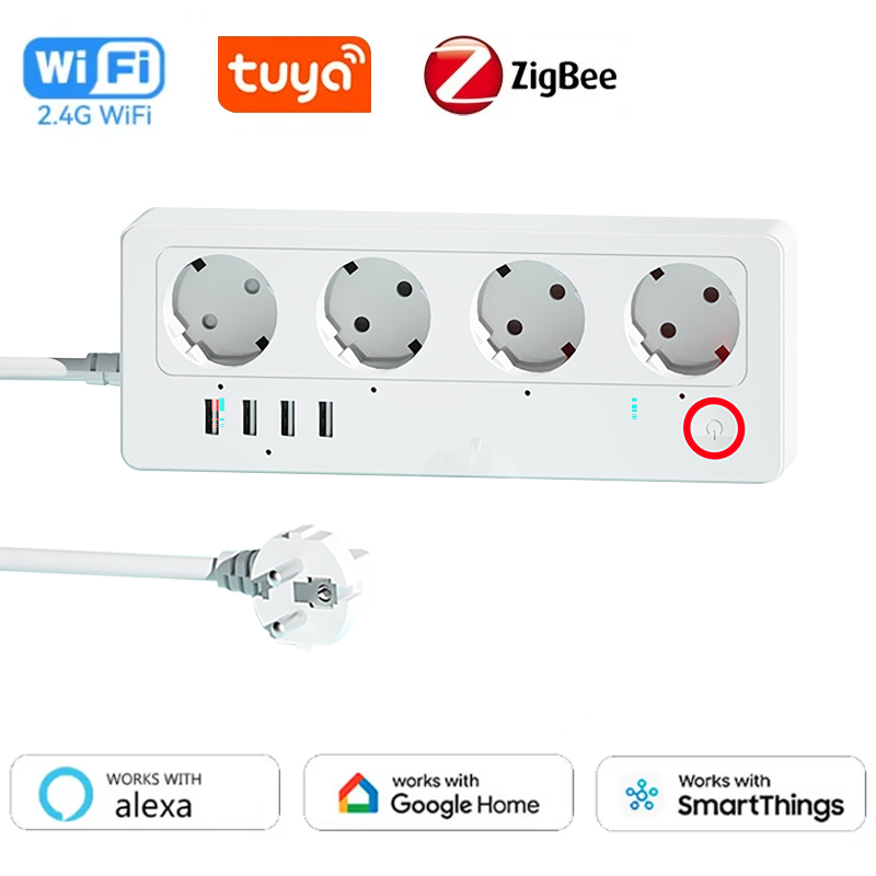 Home Office In Uk - ปลั๊กพ่วงอัจฉริยะ WiFi ZigBee พร้อมเต้ารับไฟฟ้า AC 4