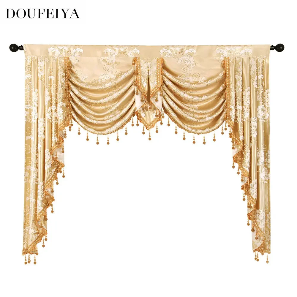 Home Office Backdrop - ยุโรปสไตล์ผ้าม่านสำหรับห้องรับแขกห้องนอนห้องรับประทานอาหาร Royal Luxury Valance Pelmet Windows