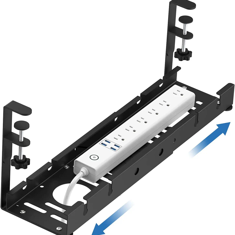 Power Strip Desk - รางเก็บสายไฟใต้โต๊ะแบบยืดหดได้ ไม่ต้องเจาะ ติดตั้งง่าย พร้อมที่ยึดและที่เก็บสายไฟ