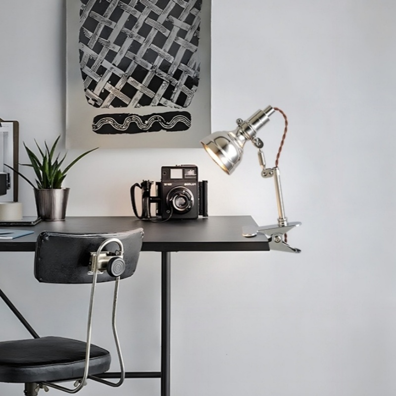 Home Office In Uk - โคมไฟอ่านหนังสือแบบหนีบสไตล์โมเดิร์นอุตสาหกรรม ทำจากอะลูมิเนียม ใช้สำหรับโต๊ะทำงาน อุปกรณ์เสริมสำหรับโต๊ะในห้องนอน ห้องนั่งเล่น และภายในบ้าน