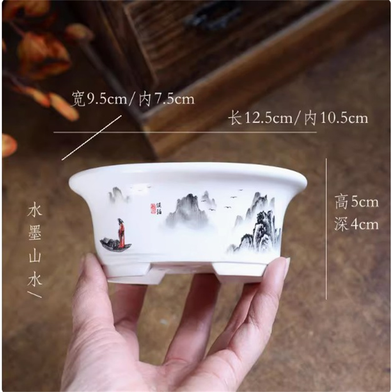 พอร์ซเลนสีขาวรูปไข่Bonsaiหม้อ, - Plant Desk Mini บทวิจารณ์และราคา