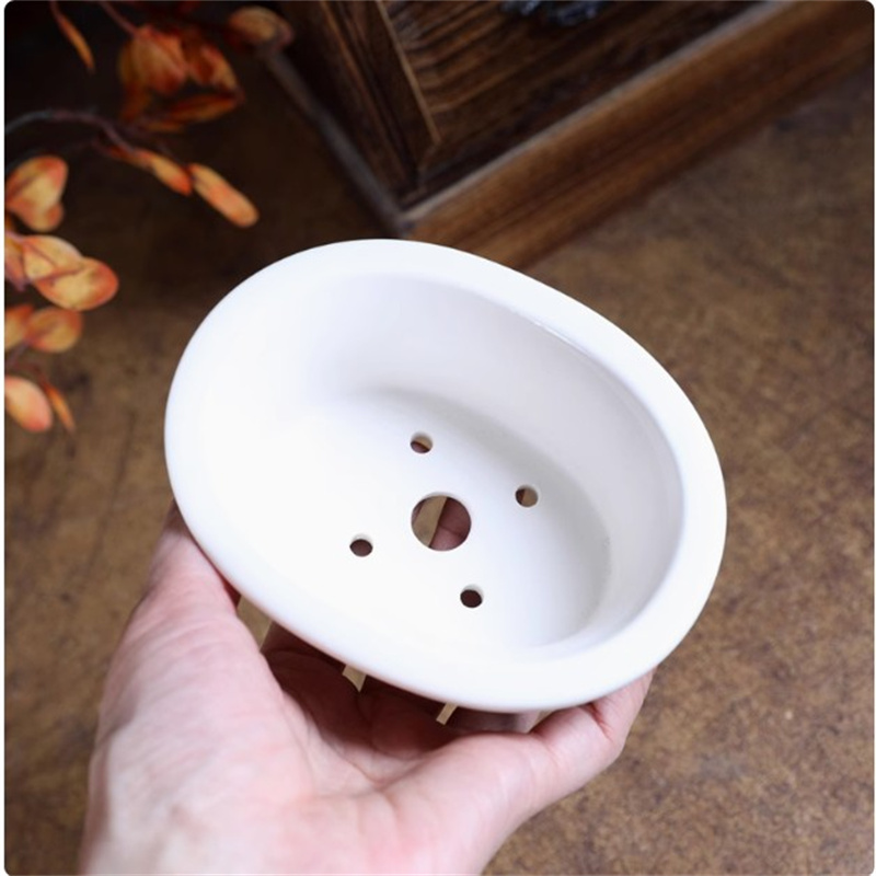 พอร์ซเลนสีขาวรูปไข่Bonsaiหม้อ, - Plant Desk Mini บทวิจารณ์และราคา