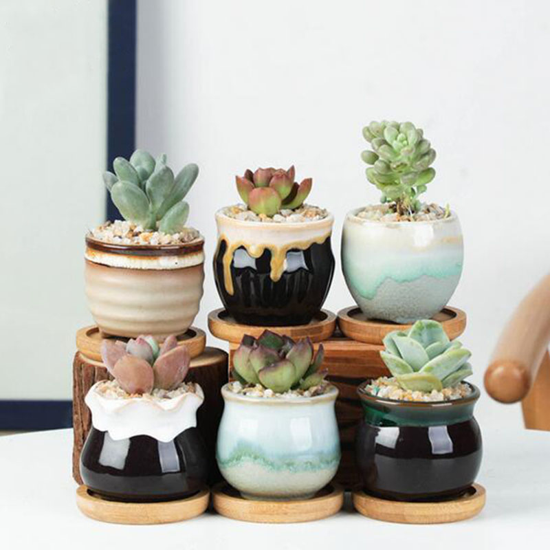 6 ชิ้น/เซ็ตเซรามิคชุดกระถางดอก - Plant Desk Mini บทวิจารณ์และราคา