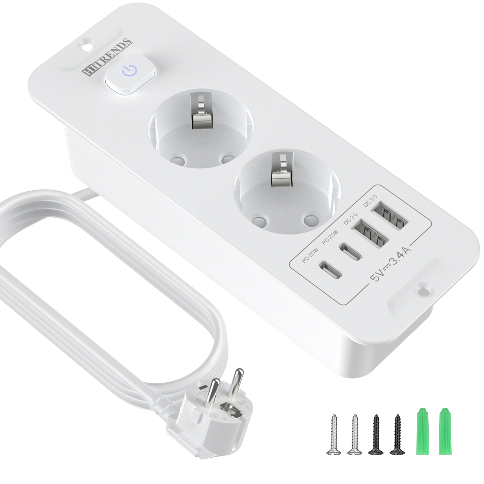 ปลั๊กไฟแบบฝังใน EU, ปลั๊กพ่วงต - Power Strip Desk บทวิจารณ์และราคา
