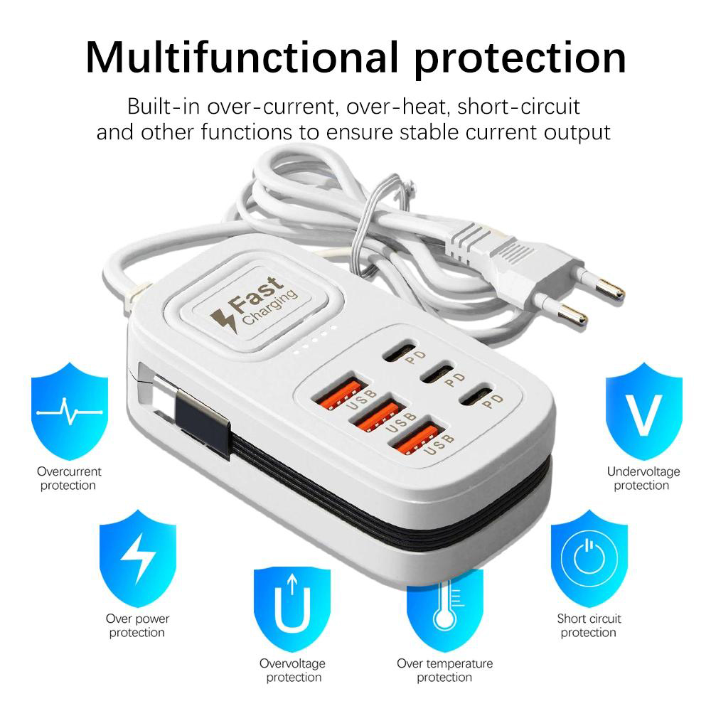 ปลั๊กไฟชาร์จเร็ว 6 พอร์ต USB แ - Power Strip Desk บทวิจารณ์และราคา