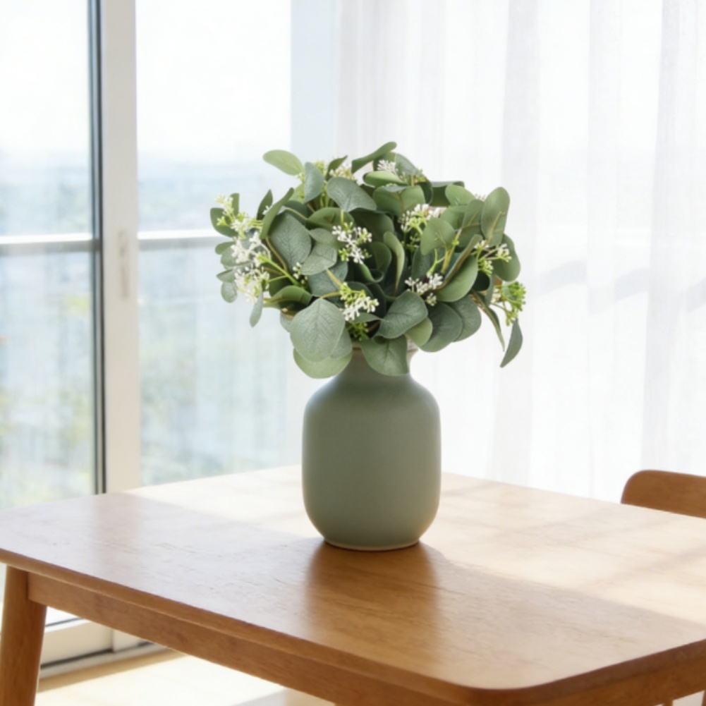 ใบยูคาลิปตัสประดิษฐ์สีเขียว ก้ - Home Office Backdrop บทวิจารณ์และราคา